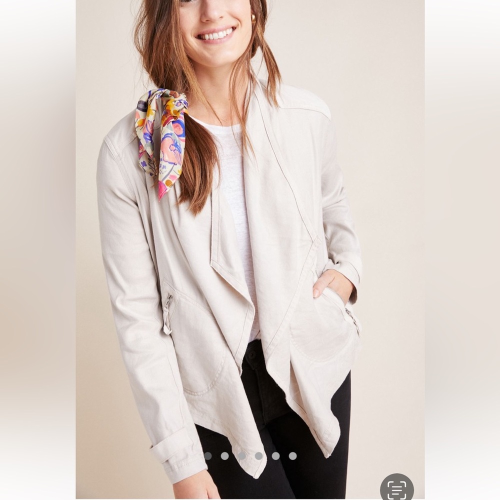 Anthropologie Gulliver Draped Open Front Jacket - Size Medium - in color stone